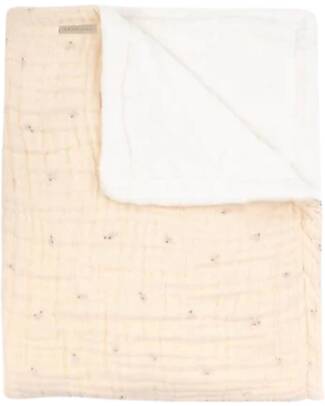 Bamboom Crib Blanket 100x150 + Plush Side - Olives Pink - in Bamboo Viscose and Organic Cotton Blanket