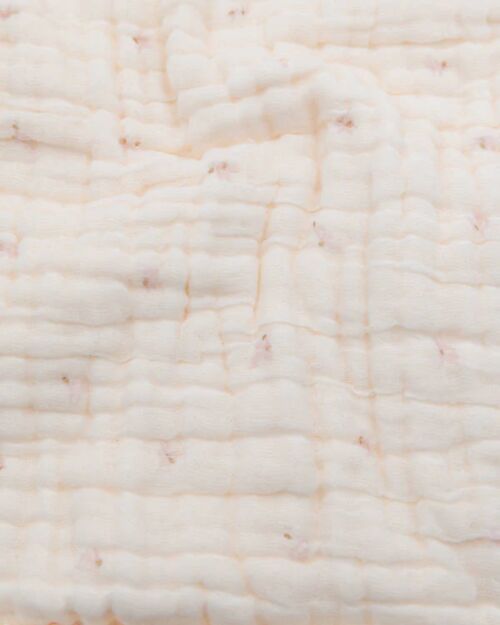 Bamboom Crib Blanket 100x150 + Plush Side - Olives Pink - in Bamboo Viscose and Organic Cotton Blanket