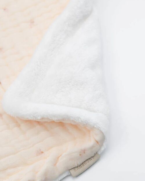 Bamboom Crib Blanket 75x100 + Plush Side - Pink - in Bamboo Viscose and Organic Cotton Blanket