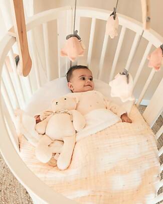Bamboom Crib Blanket 75x100 + Plush Side - Pink - in Bamboo Viscose and Organic Cotton Blanket