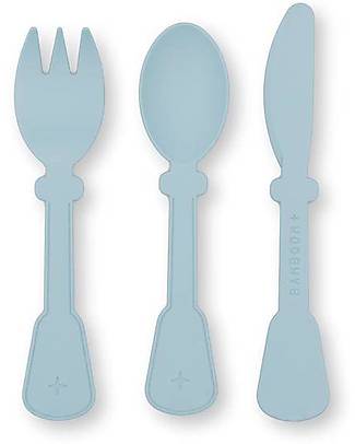 Bamboom Cutlery Set - Fork + Knife + Spoon - Ice Blue - 100% Organic Material Cutlery