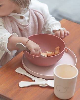 Bamboom Dinner Set - Plate + Bowl + Glass + Cutlery - Pink - Rabbit - 100% Biodegradable Meal Sets