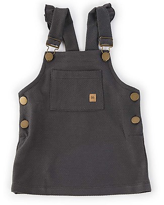 Bamboom Dungarees with Frills - Anthracite - Bamboo and Cotton Dungarees