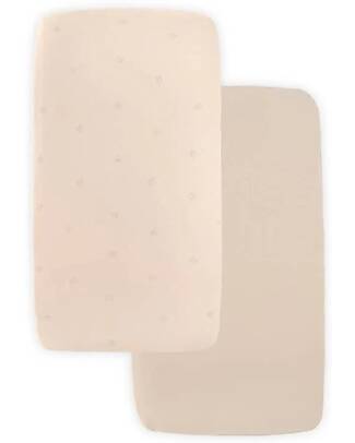 Bamboom Fitted Sheet + Mattress Cover for Crib - 2 Pieces - 80 x 40 cm - Sand - 100% Organic Bamboo Cradle Bed Linen
