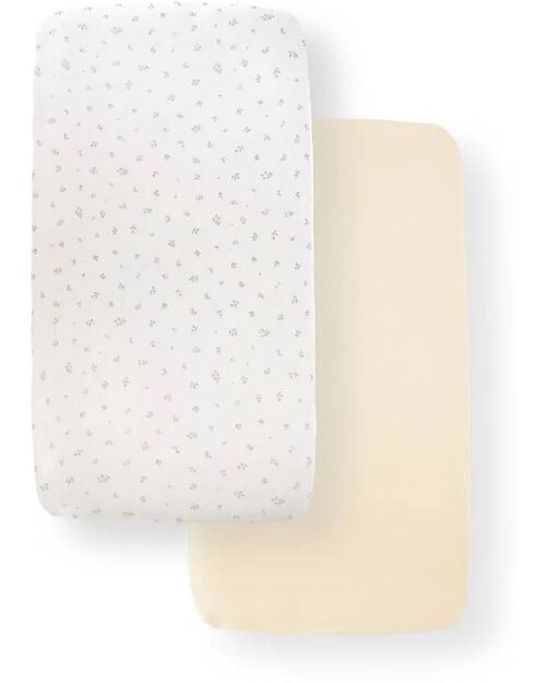 Bamboom Fitted Sheet + Mattress Cover for Crib - 2 Pieces - 80 x 40 cm - Tulips - 100% Organic Bamboo Cradle Bed Linen
