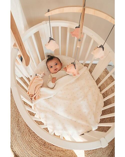 Bamboom Fitted Sheet + Mattress Cover for Crib - 2 Pieces - 80 x 40 cm - Tulips - 100% Organic Bamboo Cradle Bed Linen