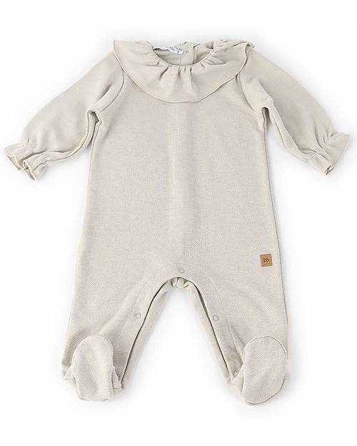 Bamboom Footed Jumpsuit with Frills - Light Grey - Bamboo Babygrows