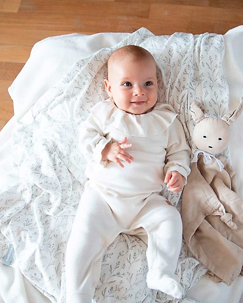Bamboom Footed Jumpsuit with Frills - Light Grey - Bamboo Babygrows