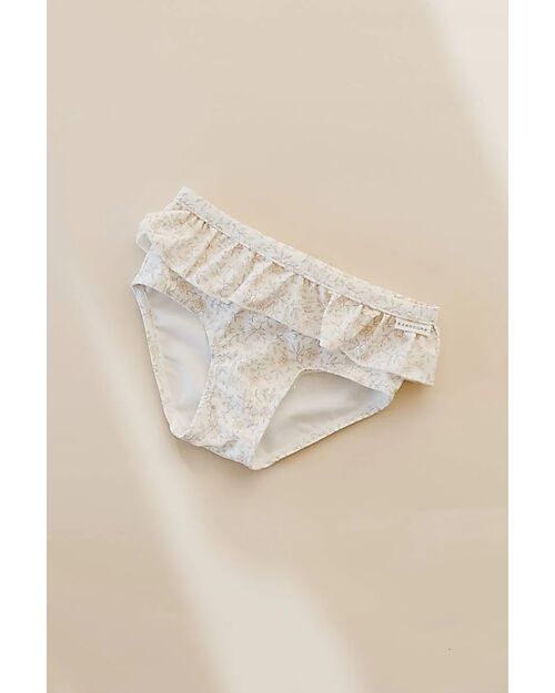 Bamboom Girls Swimsuit - Flowers - Cream - with Ruffles - UV50+ Bikinis And Tankinis