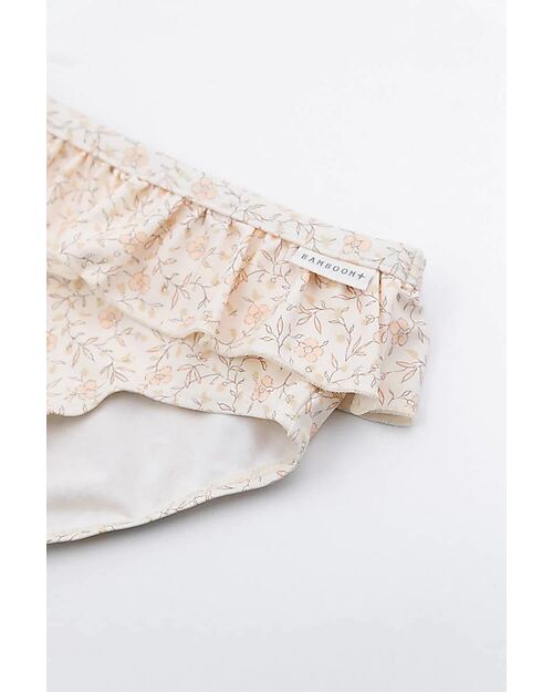 Bamboom Girls Swimsuit - Flowers - Cream - with Ruffles - UV50+ Bikinis And Tankinis