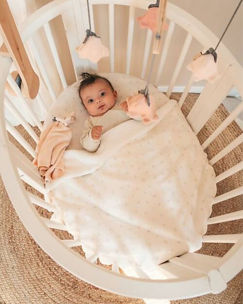 Bamboom Jersey Crib Blanket 100x75 + Plush Side - with Patterned Print - in Bamboo Viscose and Organic Cotton Blanket