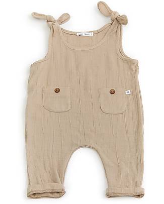 Bamboom Jumpsuit with Bow on Shoulders - Camel - Breathable Bamboo Fiber! Dungarees