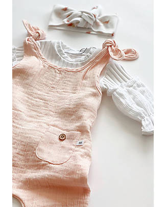 Bamboom Jumpsuit with Bow on Shoulders - Light Pink - Breathable Bamboo Fiber Soft and delicate! Dungarees