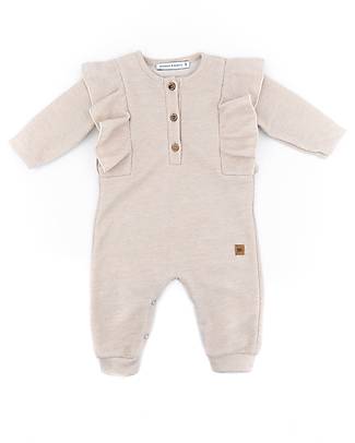 Bamboom Jumpsuit with Ruffles - Sand - Cotton and Bamboo Oeko-Tex Certified Babygrows