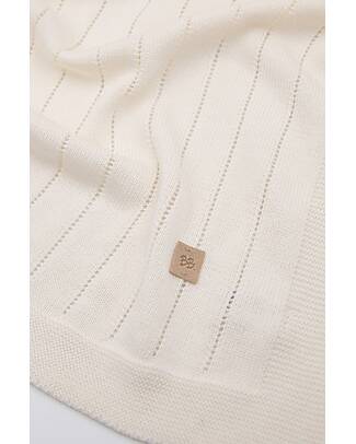 Bamboom Knitted Stripes Blanket - White - 75x100 cm - Bio Bamboo Muslin Swaddle