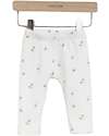 Bamboom Leggings with Fleece Lining - White with Flower Print - 95% Natural Bamboo - 5% Elastane Leggings