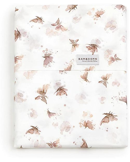 Bamboom Lenzuola per culla/carrozzina  75x100cm, con federa - Print - Butterfly Cradle Bed Linen