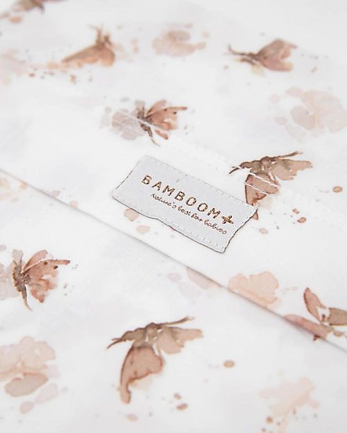 Bamboom Lenzuola per culla/carrozzina  75x100cm, con federa - Print - Butterfly Cradle Bed Linen