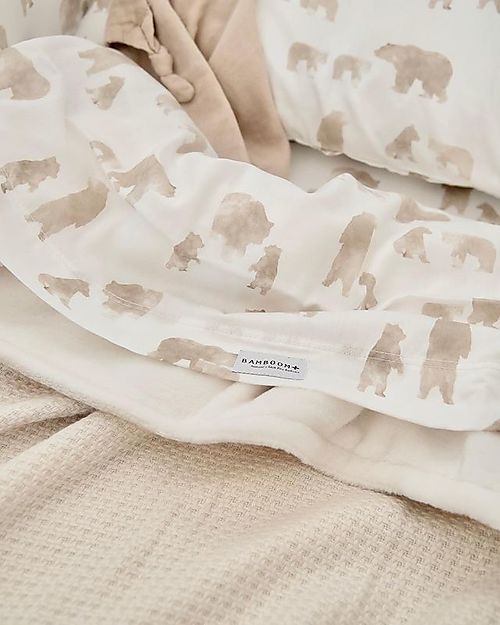 Bamboom Lenzuolo per lettino 110x140cm, con Federa - Orso Bed Sheets and Pillow Cases