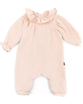 Bamboom Long Sleeves Romper with Ruffle Collar - Water Pink - Bamboo and Organic Cotton Babygrows