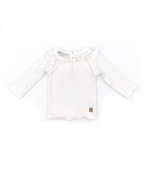 Bamboom Long Sleeves Shirt with Ruffles - Cream - Bamboo and Organic Cotton Long Sleeves Tops
