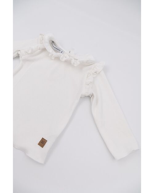 Bamboom Long Sleeves Shirt with Ruffles - Cream - Bamboo and Organic Cotton Long Sleeves Tops