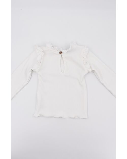 Bamboom Long Sleeves Shirt with Ruffles - Cream - Bamboo and Organic Cotton Long Sleeves Tops