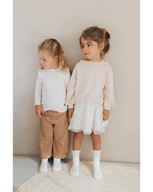 Bamboom Long Sleeves Shirt with Ruffles - Cream - Bamboo and Organic Cotton Long Sleeves Tops