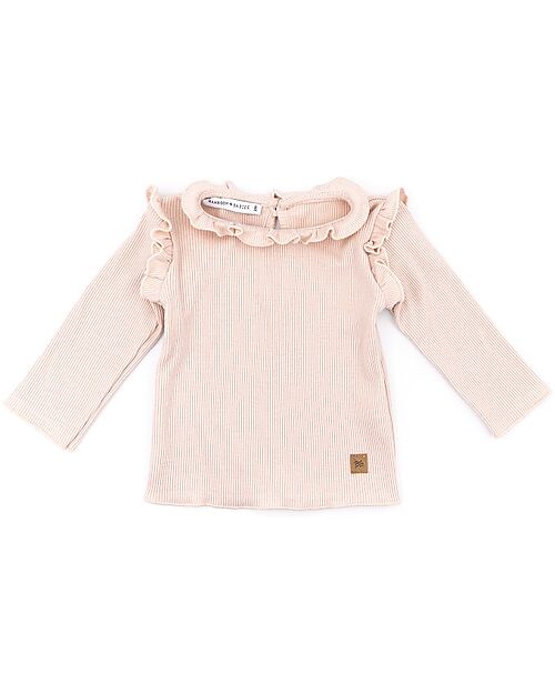Bamboom Long Sleeves Shirt with Ruffles - Light Pink - Bamboo and Organic Cotton Long Sleeves Tops