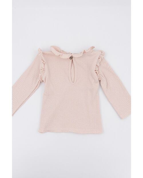 Bamboom Long Sleeves Shirt with Ruffles - Light Pink - Bamboo and Organic Cotton Long Sleeves Tops