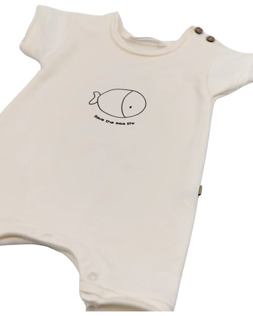 Bamboom Offwhite Print Romper - Bamboo - Cotton Short Rompers