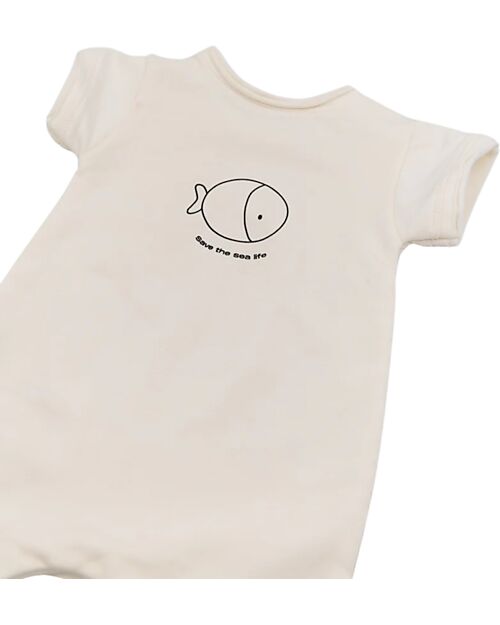 Bamboom Offwhite Print Romper - Bamboo - Cotton Short Rompers