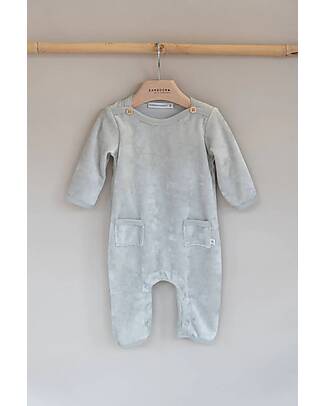 Petit Bateau Stripes Long Sleeved Onepiece, Off-White and Navy - Velour  unisex (bambini)