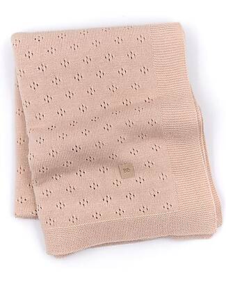 Bamboom Openwork Knitted Blanket - Pink - 75x100 cm - Bio Bamboo Muslin Swaddle