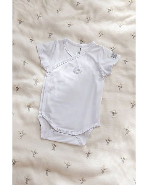 Bamboom Pack of 2 Short Sleeve Bodysuits - White/Pink - Stretch Organic Bamboo Short Sleeves Bodies