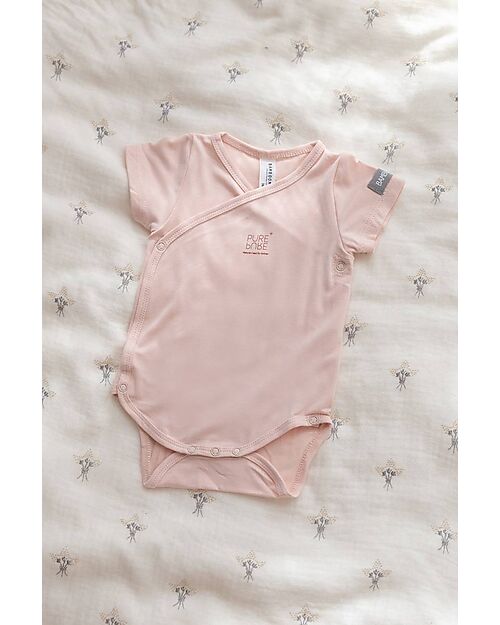 Bamboom Pack of 2 Short Sleeve Bodysuits - White/Pink - Stretch Organic Bamboo Short Sleeves Bodies