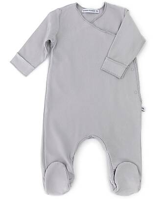 Bamboom Pure Jumper with Feet - Grey - Elasticated Organic Bamboo Babygrows