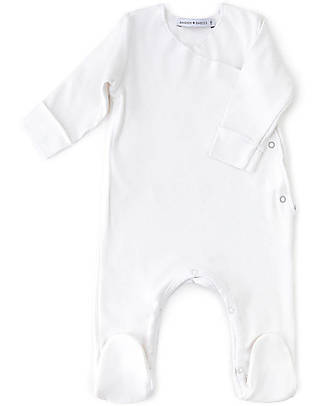 Bamboom Pure Jumper with Feet - White - Elasticated Organic Bamboo Babygrows