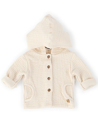 Bamboom Ribbed Cardigan with Hood - Cream White - Bamboo and Cotton Cardigans