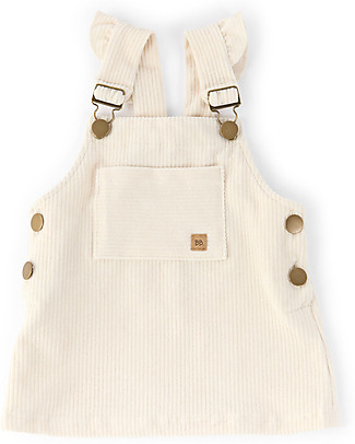 Bamboom Ribbed Dungarees with Frills - Milk White - Bamboo and Cotton Dungarees