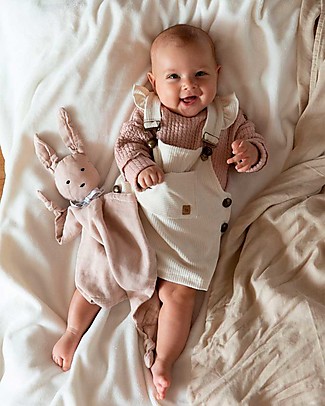 Bamboom Ribbed Dungarees with Frills - Milk White - Bamboo and Cotton Dungarees