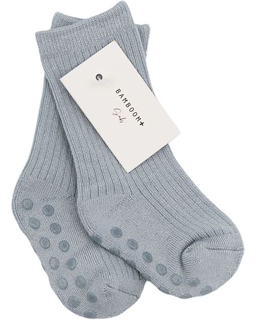Bamboom Ribbed Grippy Socks - Light Blue - Bamboo Antislip Socks
