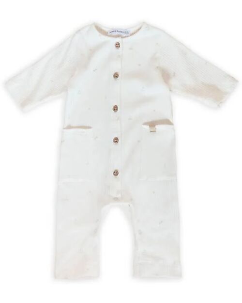 Bamboom Ribbed Jumpsuit - White - Circus - Natural Bamboo - Cotton Babygrows