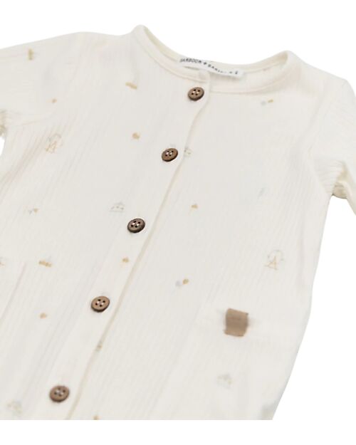 Bamboom Ribbed Jumpsuit - White - Circus - Natural Bamboo - Cotton Babygrows