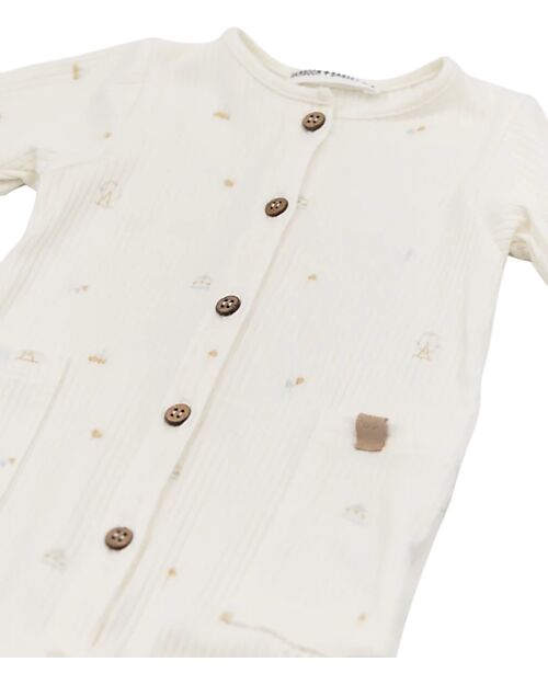 Bamboom Ribbed Jumpsuit - White - Circus - Natural Bamboo - Cotton Babygrows