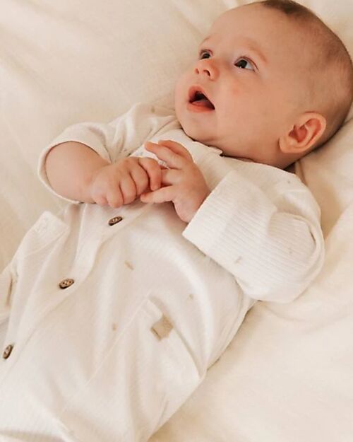 Bamboom Ribbed Jumpsuit - White - Circus - Natural Bamboo - Cotton Babygrows