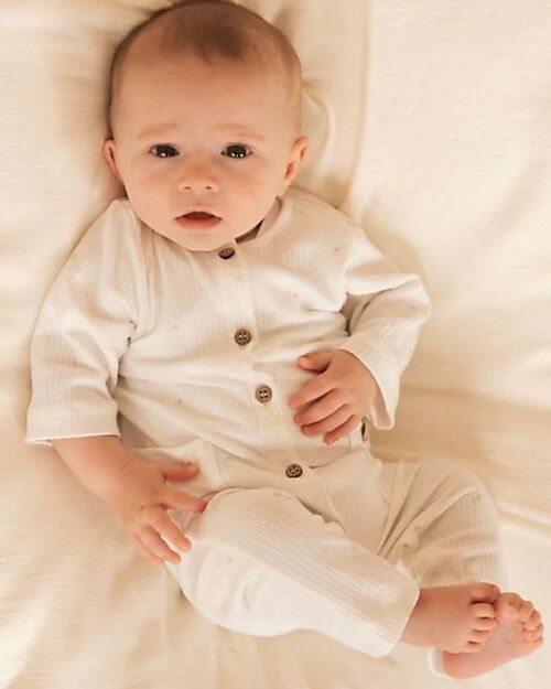 Bamboom Ribbed Jumpsuit - White - Circus - Natural Bamboo - Cotton Babygrows