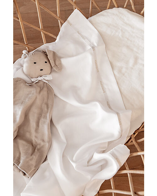 Bamboom Sheet for cradle and pram 75x100 cm - with pillowcase - White Cradle Bed Linen