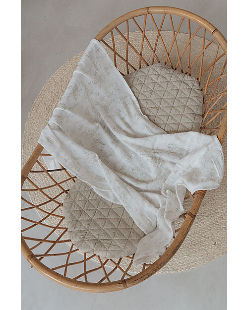 Bamboom Sheets for Crib/Pram + Pillowcase - Oyster Grey - 75 x 100 cm - Organic Bamboo and Cotton Cradle Bed Linen