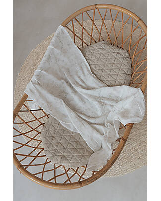 Bamboom Sheets for Crib/Pram + Pillowcase - Oyster Grey - 75 x 100 cm - Organic Bamboo and Cotton Cradle Bed Linen